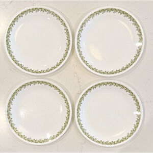 Set of 4 CORELLE SPRING BLOSSOM GREEN Dinner Plates 10 1/4" Vintage Retired